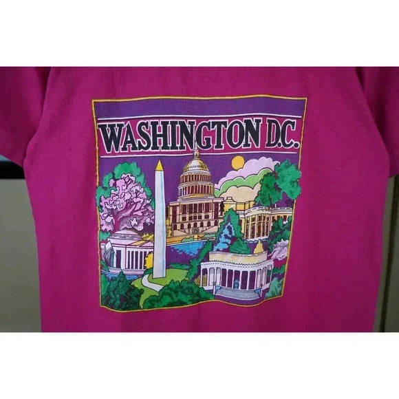 Vintage Washington 90s Pink USA Tshirt S #474 - Picture 3 of 5